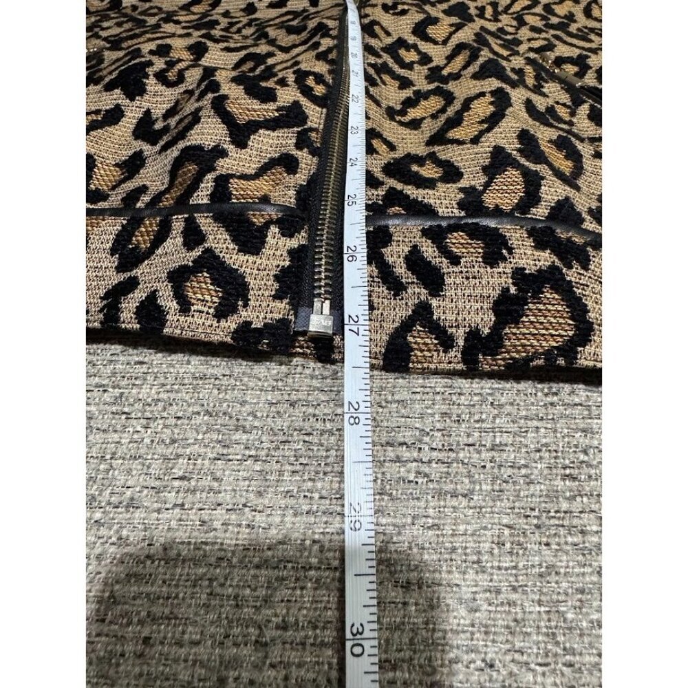 Chico's Women Jacket Size 2, US 12, L, Leopard Moto Jacquard Animal Print Edgy - Picture 9 of 9